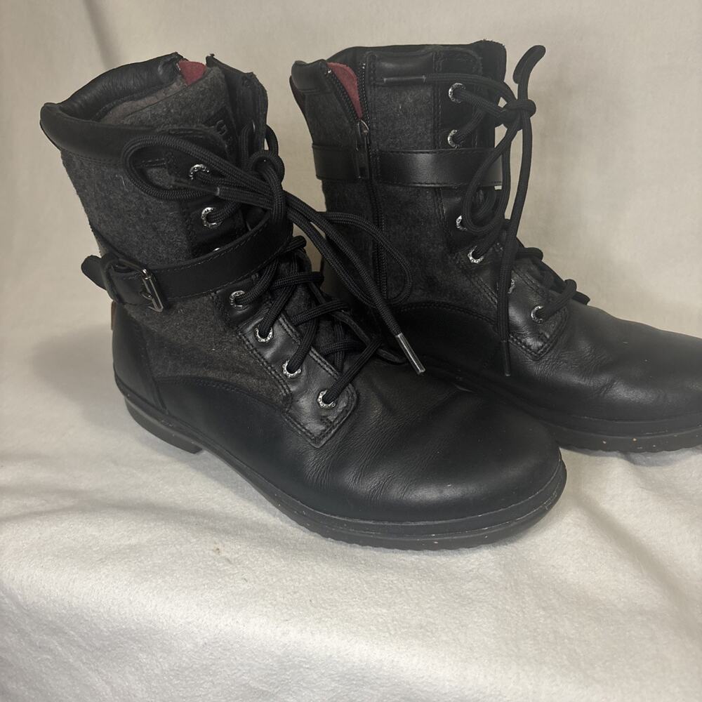 UGG Women's KESEY Waterproof Leather/Textile Ankle Boot BLACK Sz 9